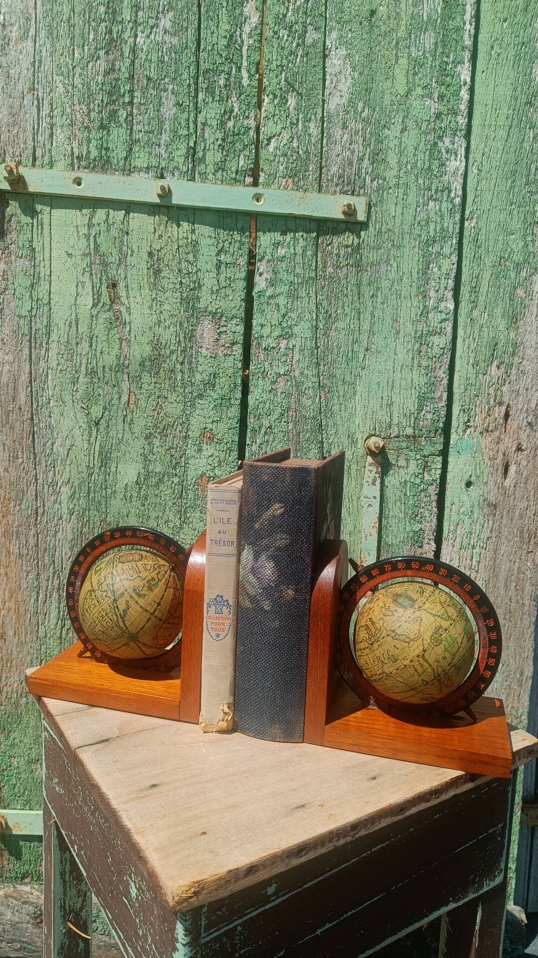 Serre-livres vintage mappemondes – Années 70