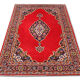 Traditional red wool persian rug hand made oriental medallion carpet- 121x182