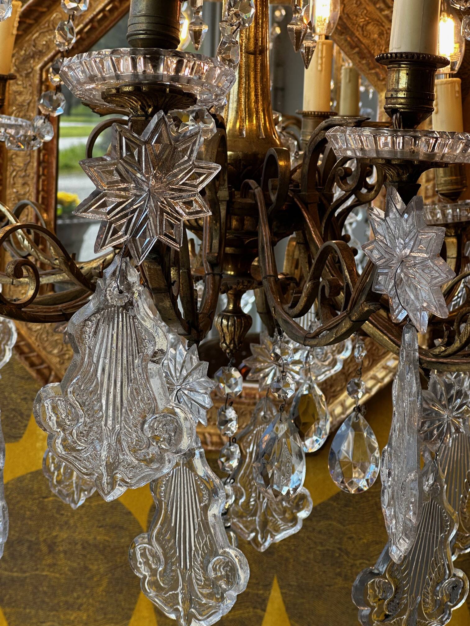 Crystal and bronze chandelier