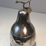 Silver-plated metal and plastic pear-shaped ice bucket.