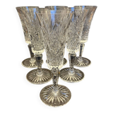 6 flûtes à champagne en cristal taillé