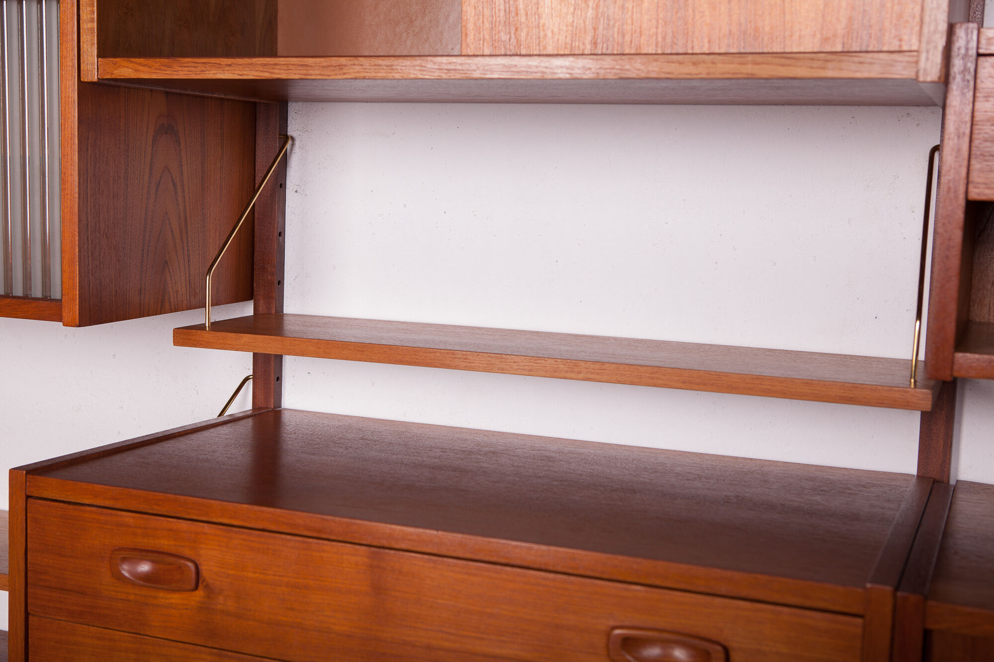 Mid century danish teak modular wall unit, 1960s