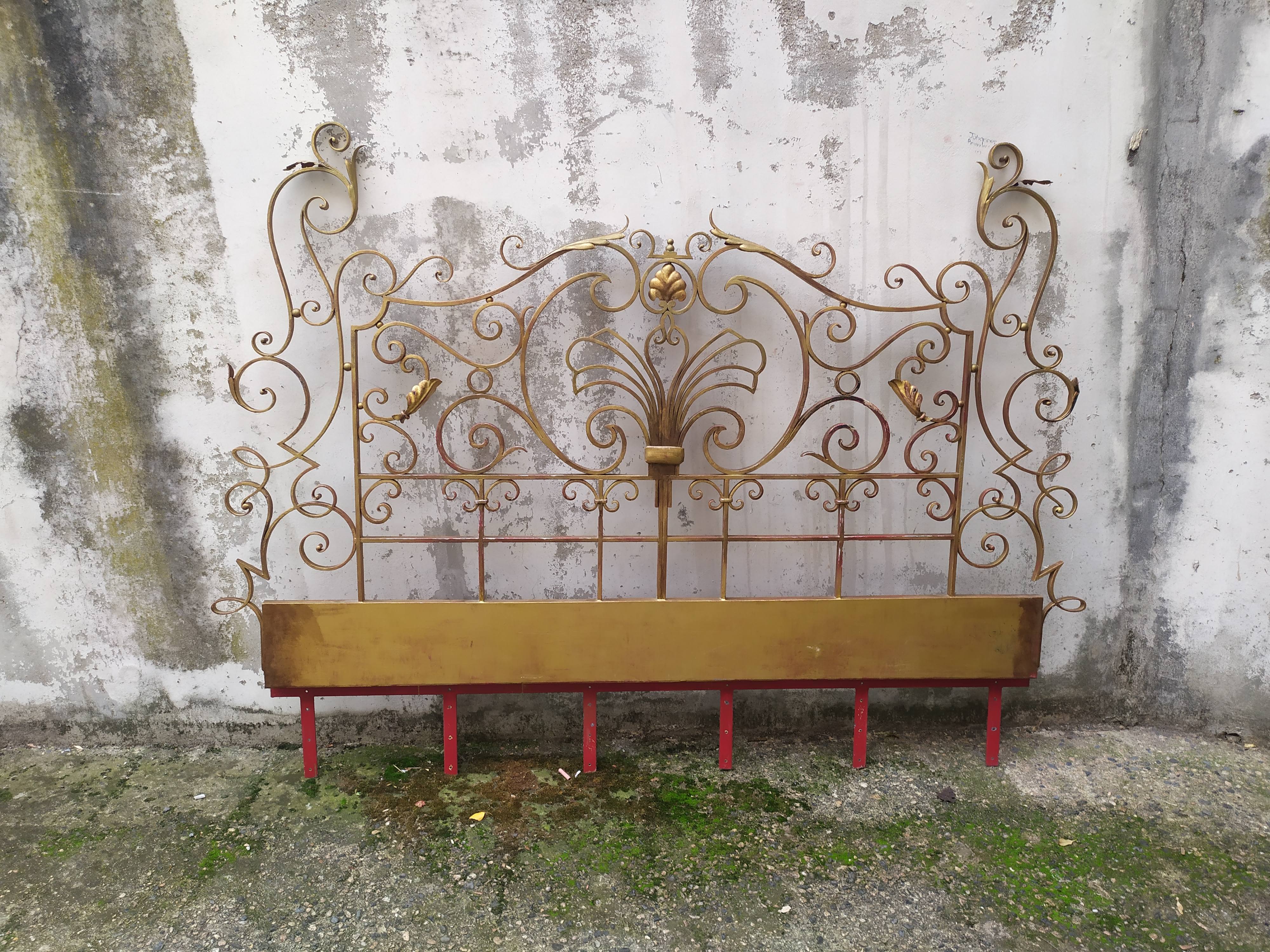 Golden wrought iron bedhead