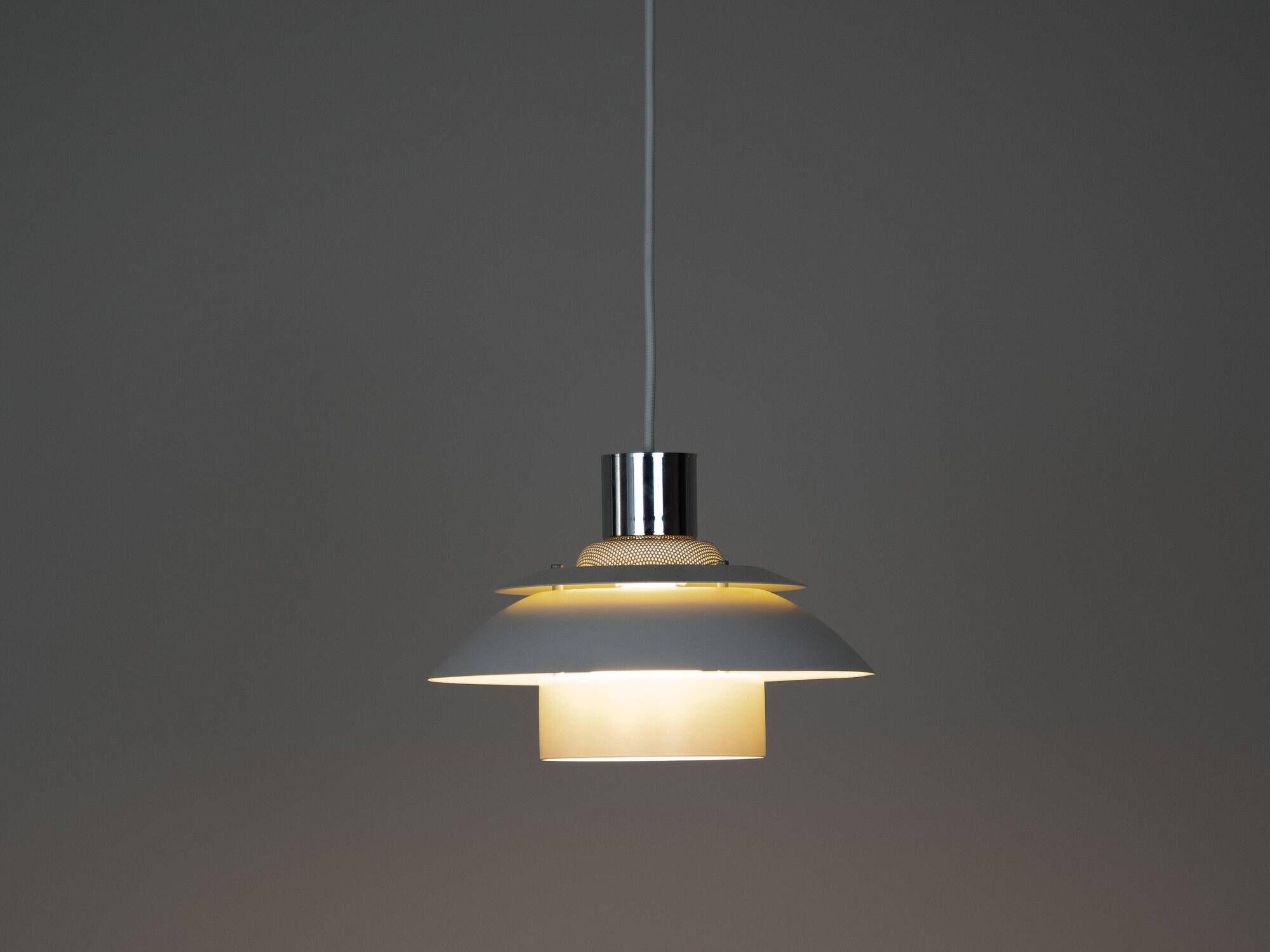 Pair of 2 Danish vintage pendant lamps Korfu by Design Light, 1980s