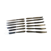 Set of 12 old silver metal knives, art deco décor, Manulor