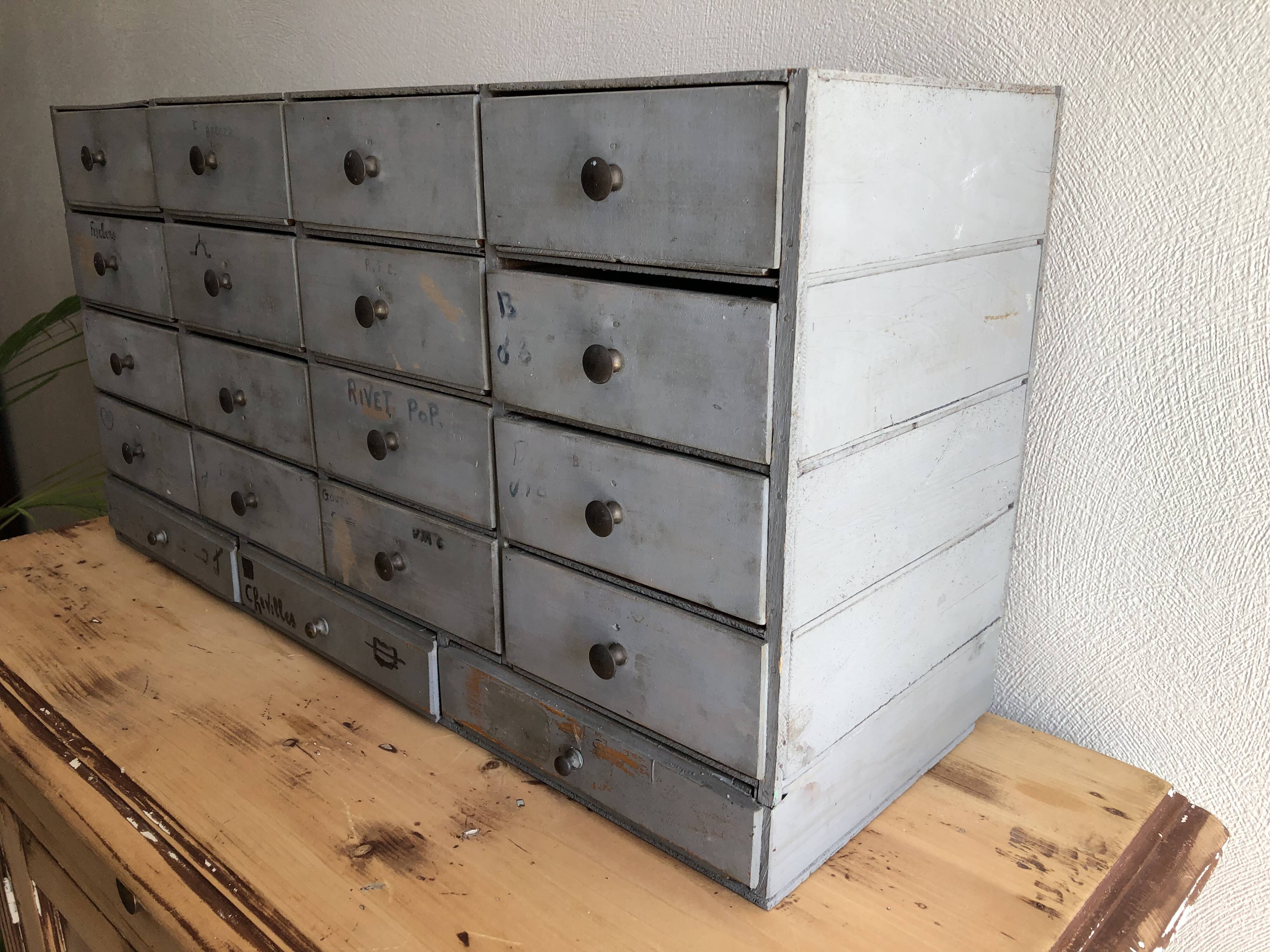 Furniture drawers patinated