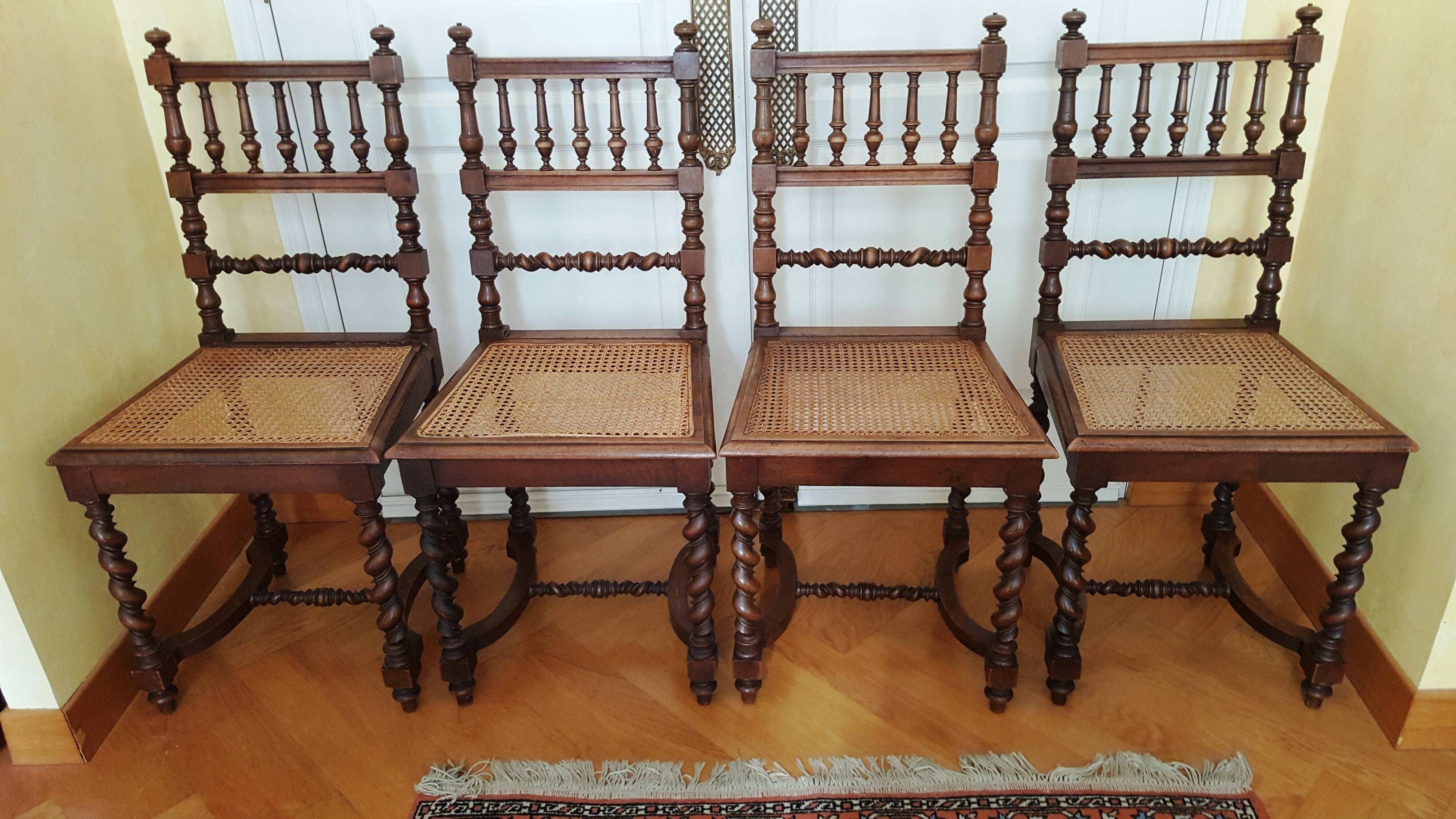 Chairs cannees henri 2 in walnut lot of 4