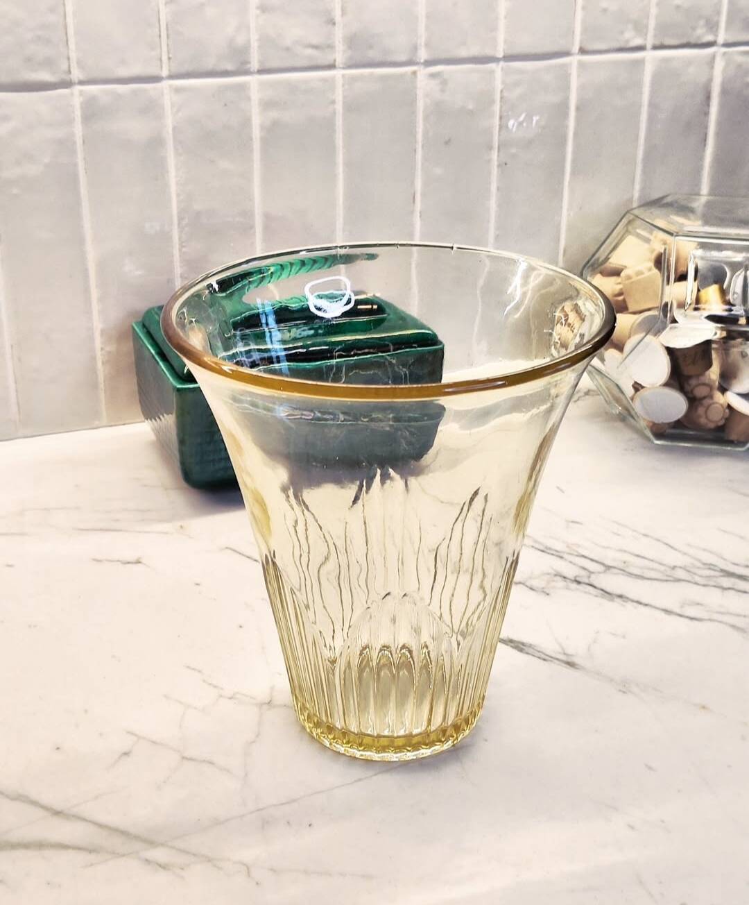 Art Deco yellow glass vase