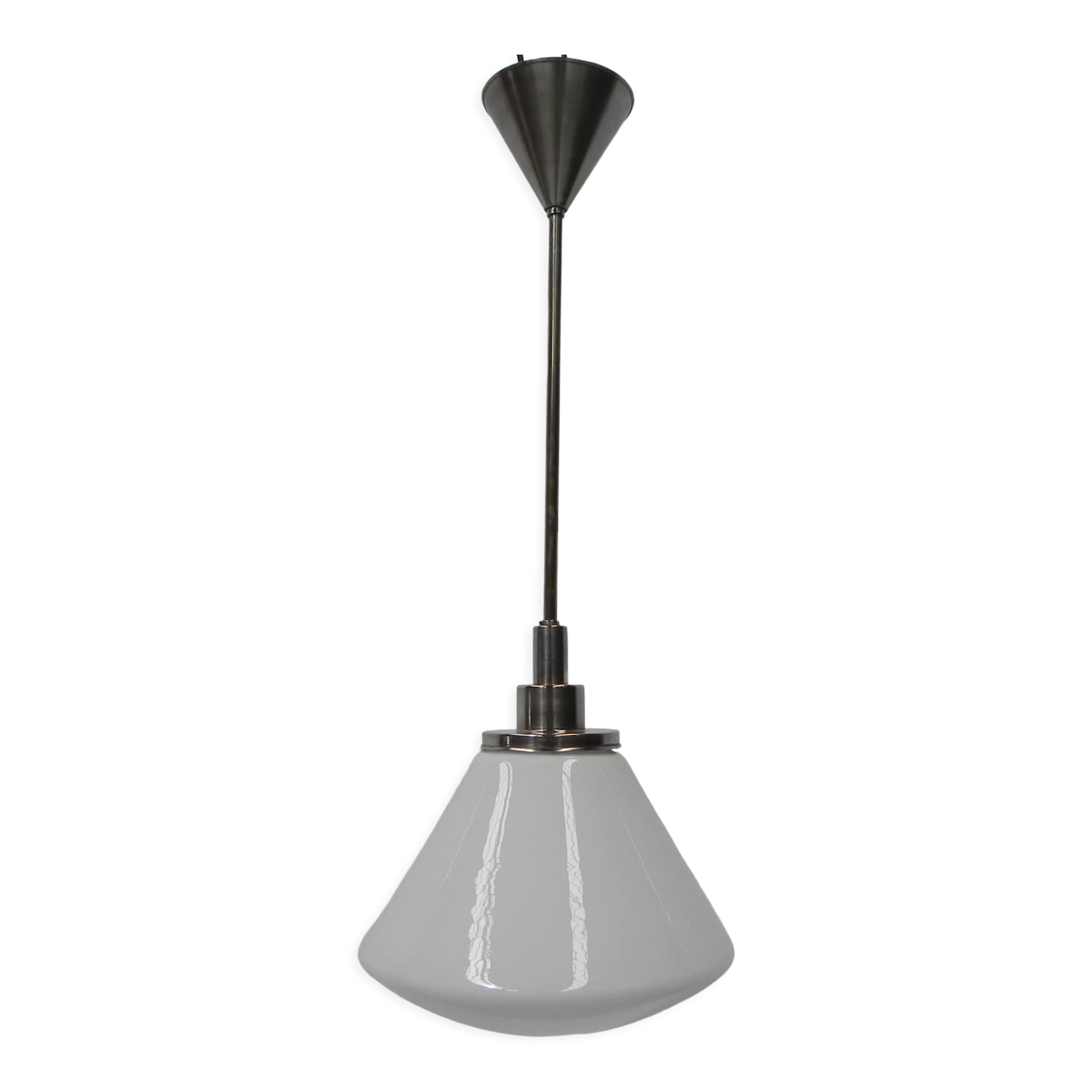 Art Deco school lamp with white glass shade