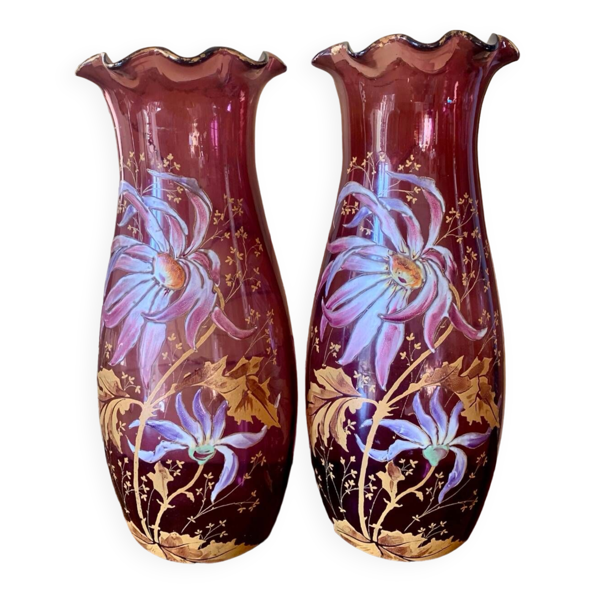 Enamelled glass vases