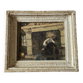 Claude HOUAL Watercolour No. 53 titled "Breton Interior" circa 1950