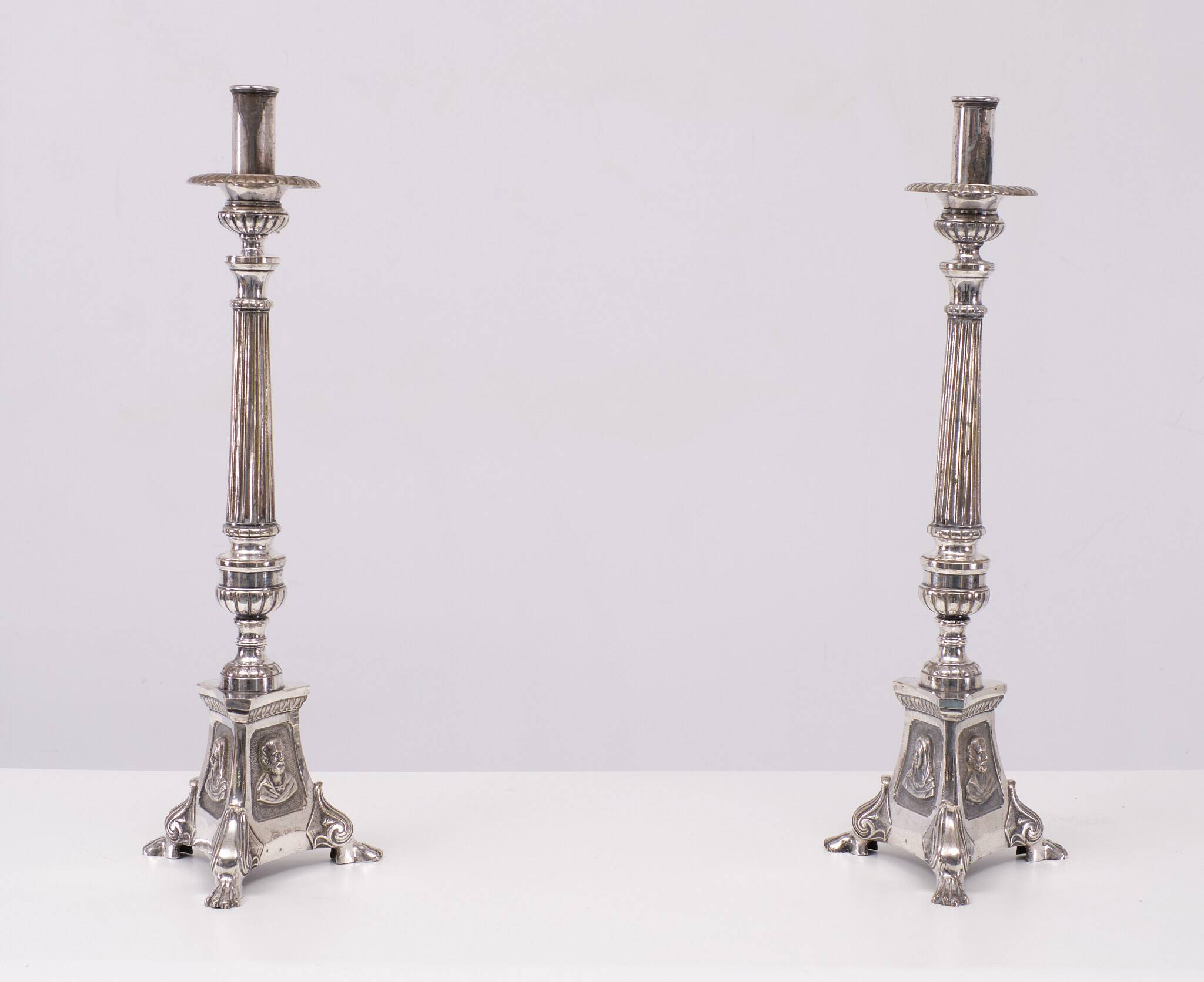 Antique Silver plated France church candle sticks 1850s