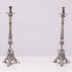 Bougeoirs d'église antiques plaqués argent, France, années 1850