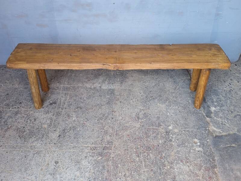 Bench 144 cm old patinated solid wood