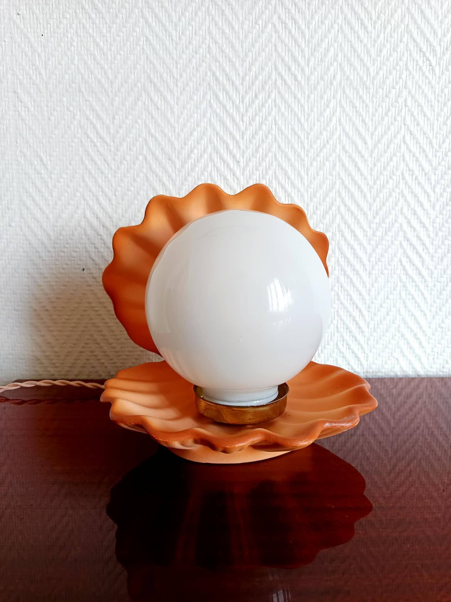 Vintage 1980s shell lamp