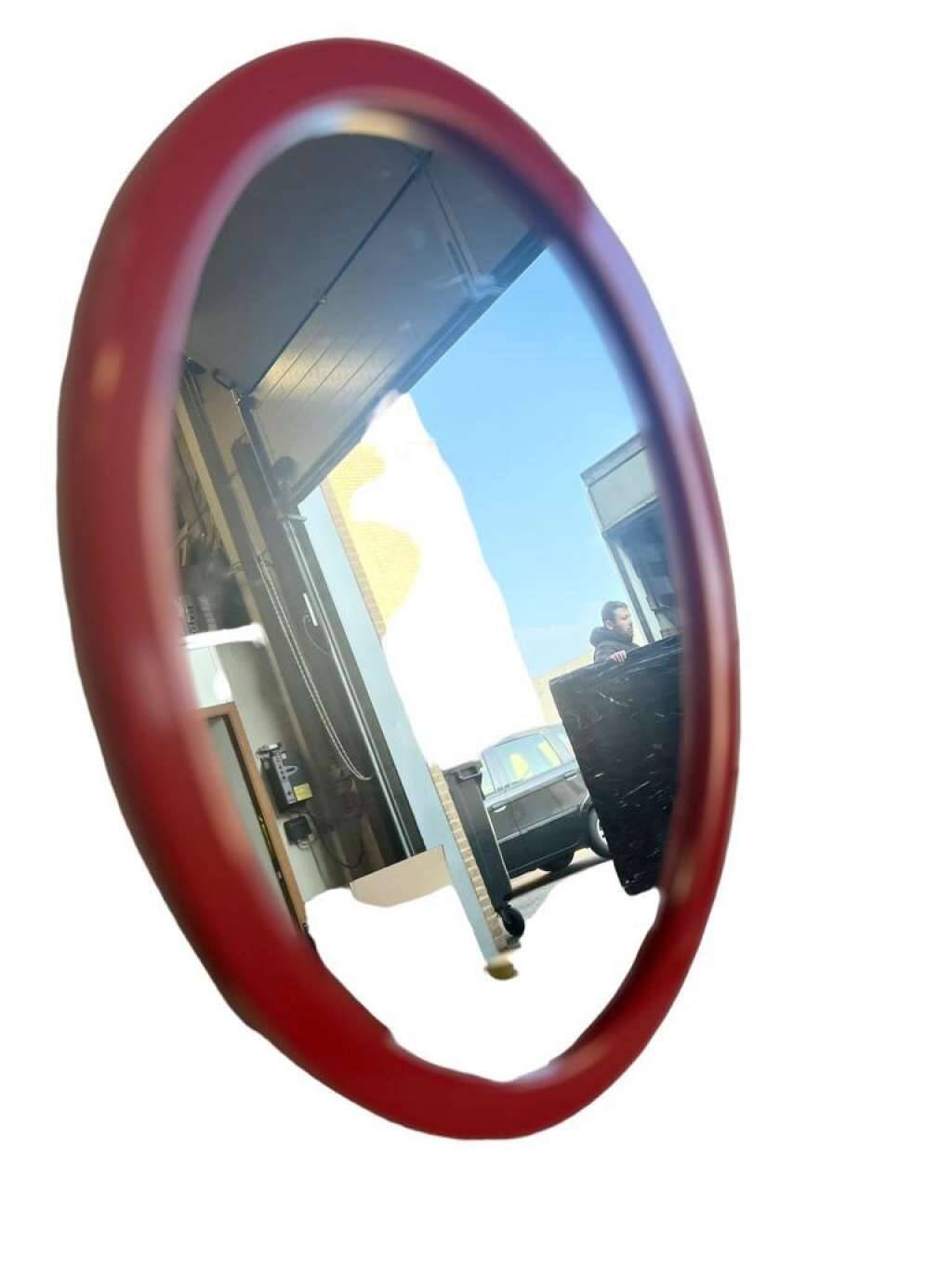 Vintage space age mirror in orange red