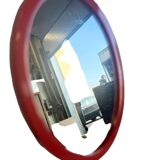 Vintage space age mirror in orange red