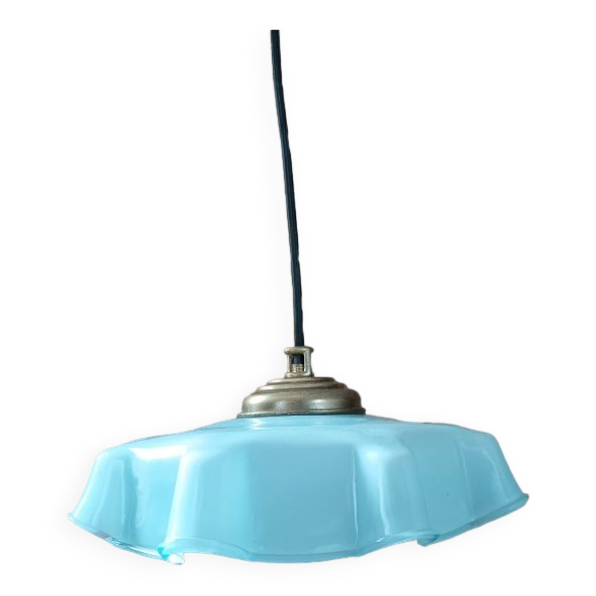 Pendant lampshade corole molded glass blue lace dp 0923068