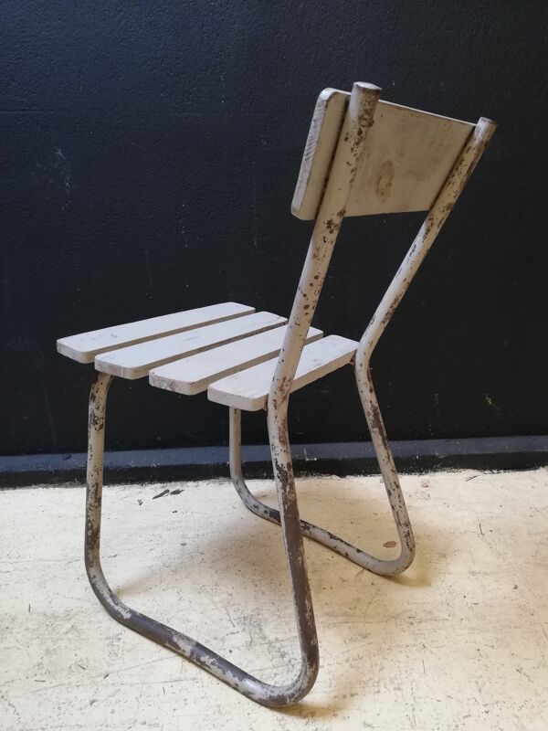 6 chaises de jardin vintage en bois et métal