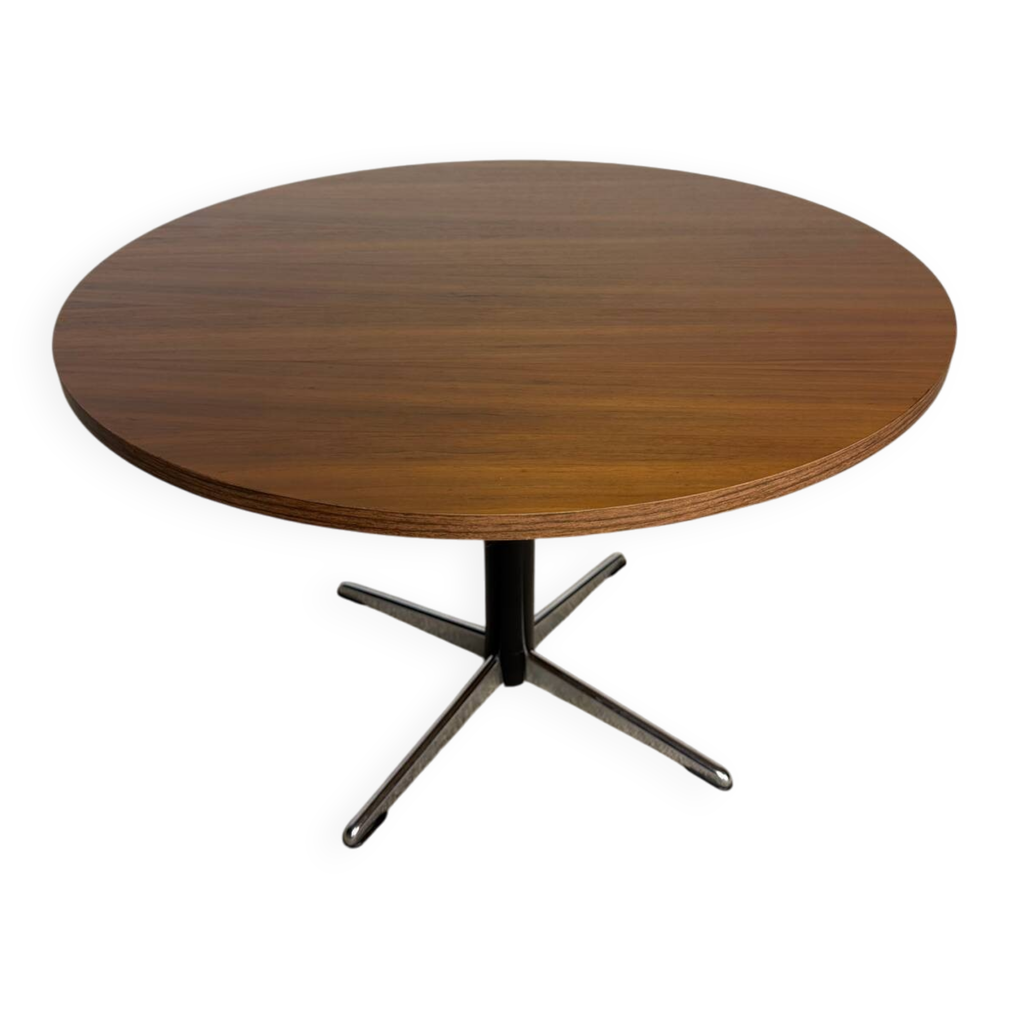 Vintage German round coffee table – Walnut & star base