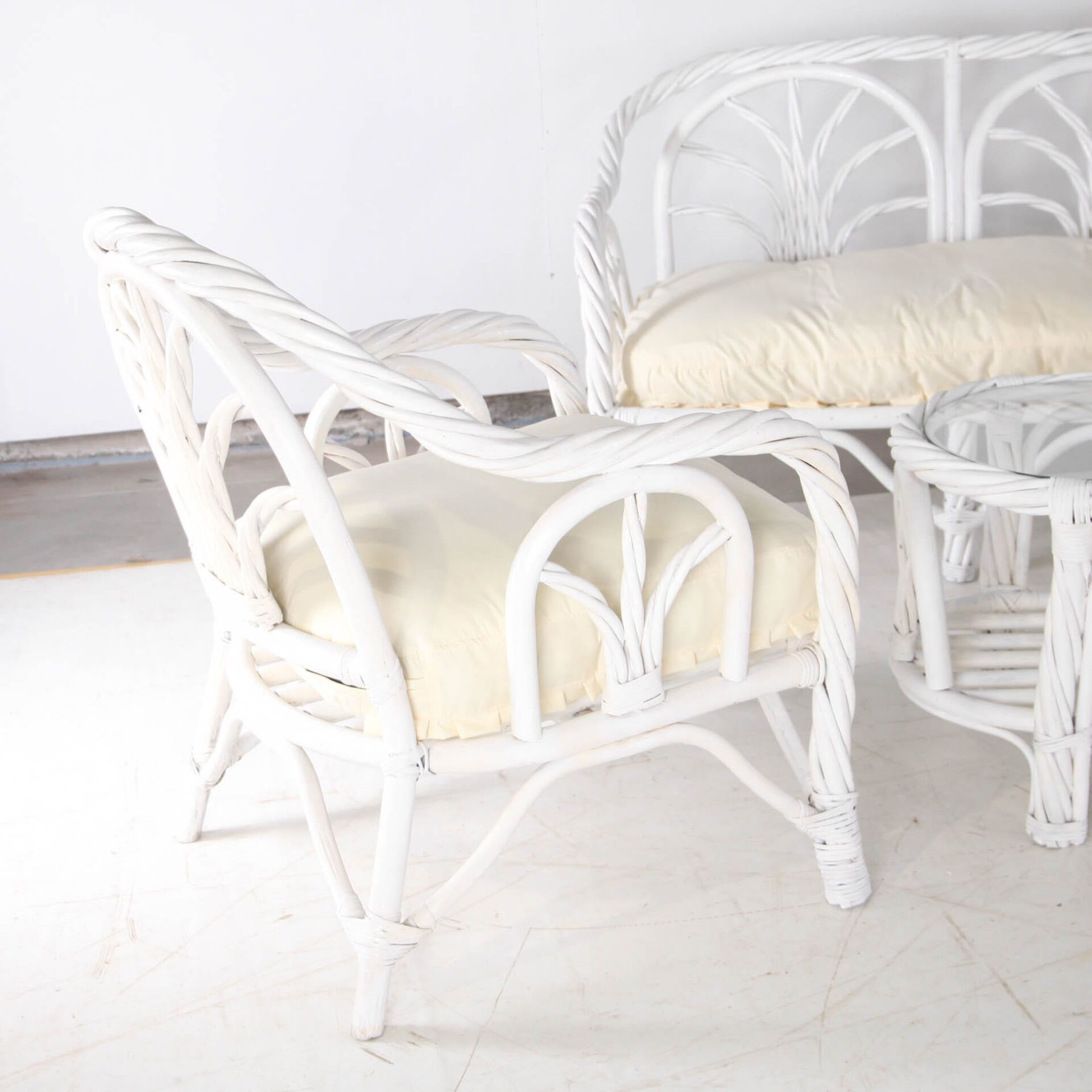 Bleached rattan living room