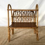 Side table with rattan magazines rack
