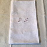 Square linen tablecloth marked RA