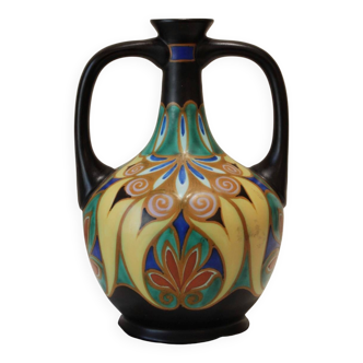 Vase en céramique émaillée de la faïencerie de Gouda, vers 1930