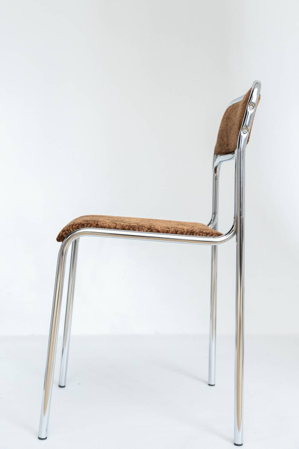 Chrome chair in brown velvet Italian design