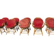 Set of 10 rattan armchairs from the 1960s, France.