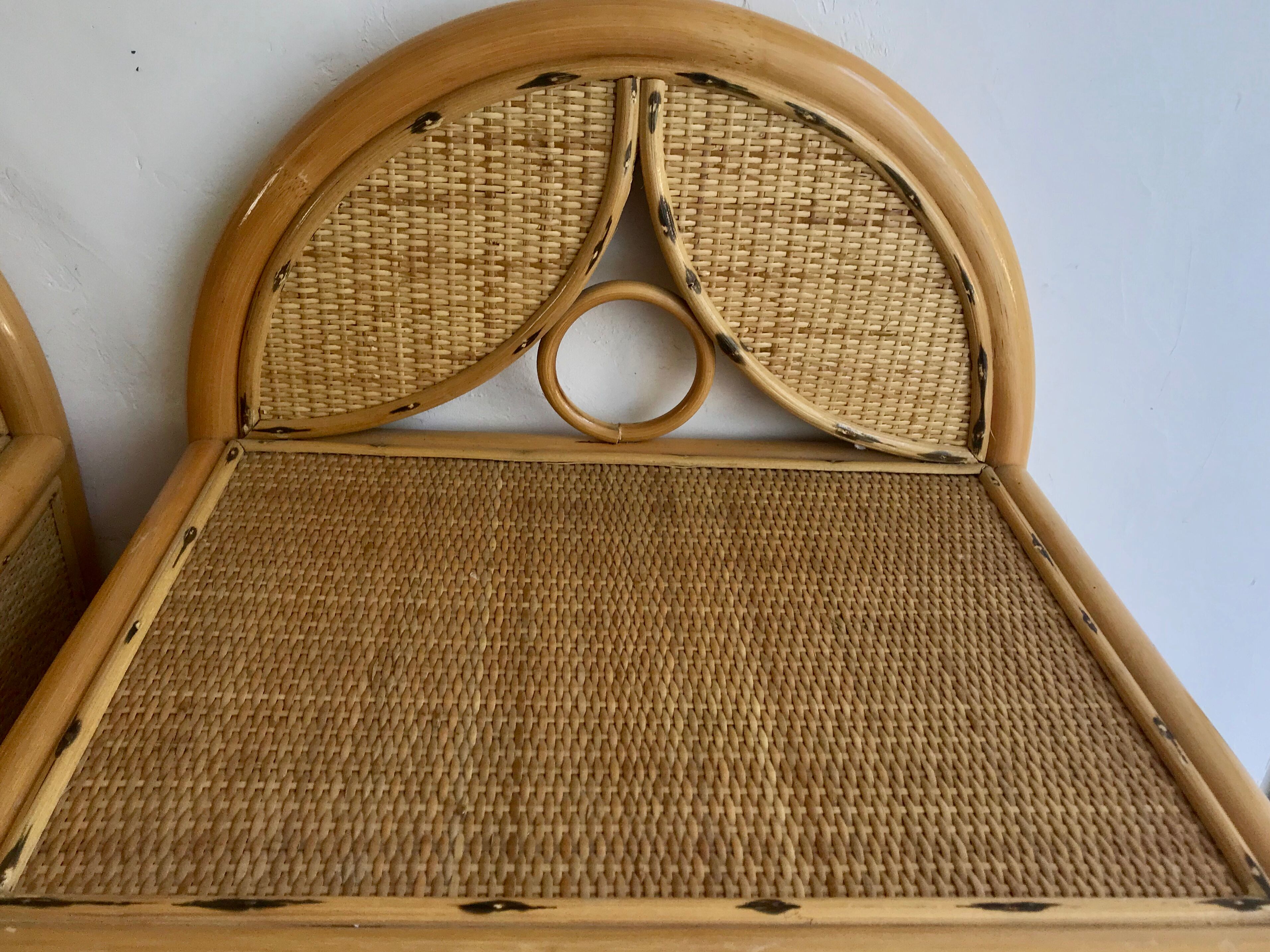 Pair of nightstands vintage rattan