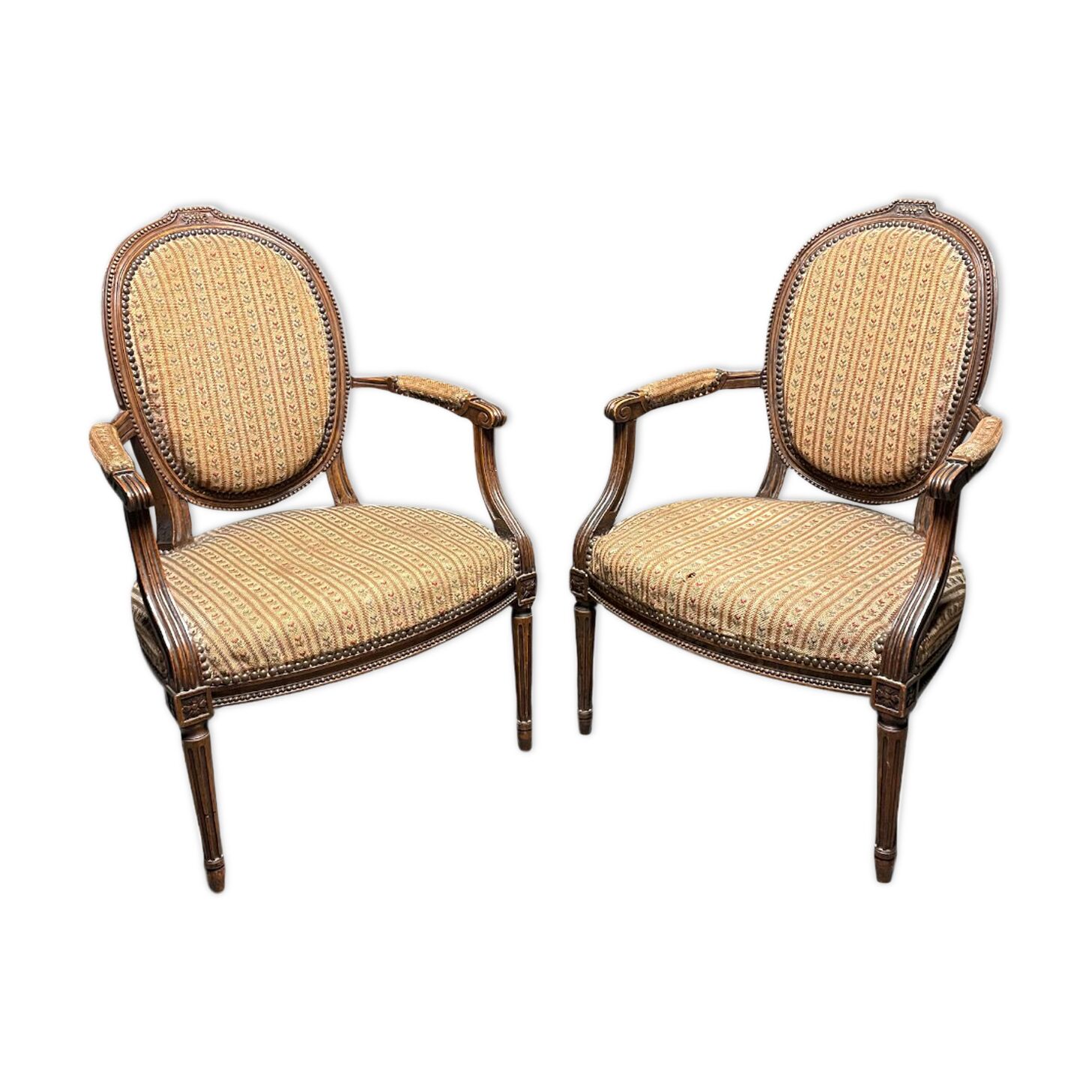 Paire de fauteuils bergère Louis XVI