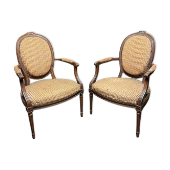 Paire de fauteuils bergère Louis XVI