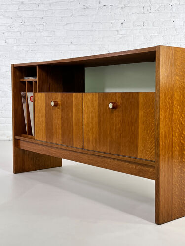 Vintage row or storage cabinet 60s vinyl doors