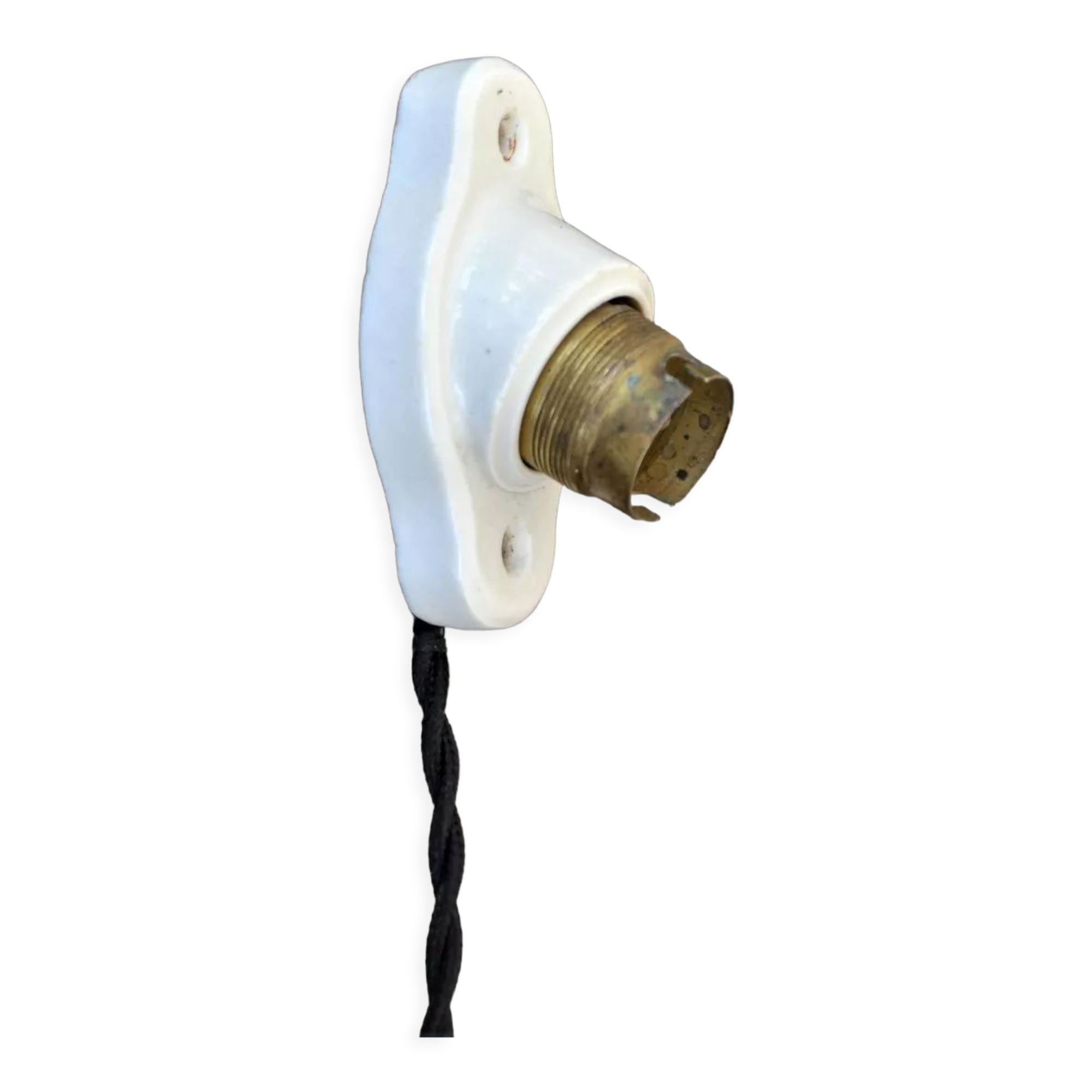 Oval porcelain hook to plug into socket