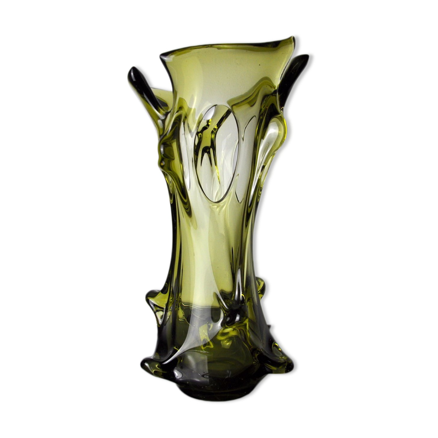 Vase seguso vert en verre de murano, italie, 1960