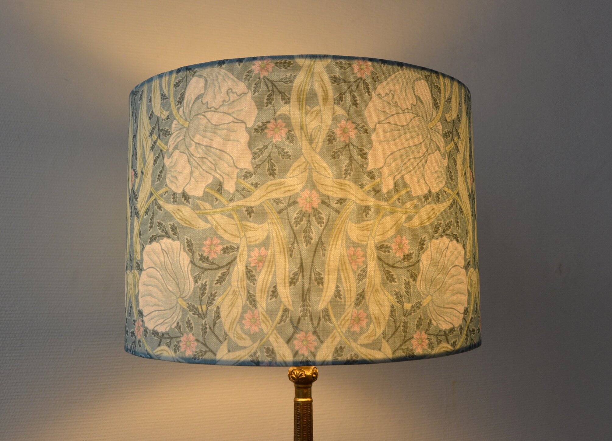 Bird and flower lampshade, William Morris style.