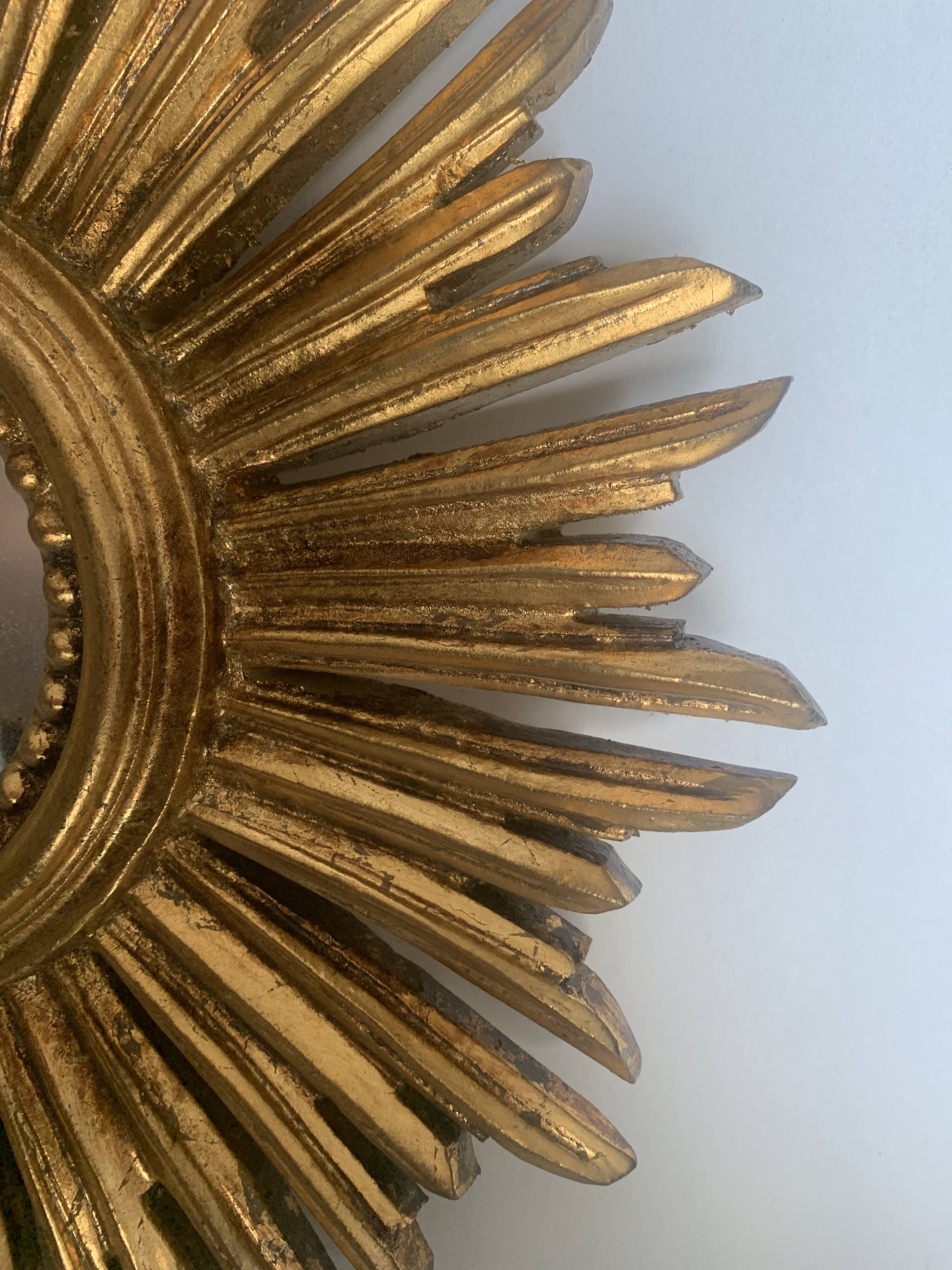 Vintage sun mirror 32 x 32cm, 1950s