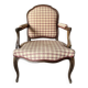 Fauteuil cabriolet bois et tissu style fin XXème