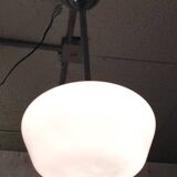 Metal Bauhaus suspension with opaline globe - mid 20th century.