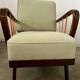 Set 2 old designer fireside chairs from the 50s wood and vintage fabric