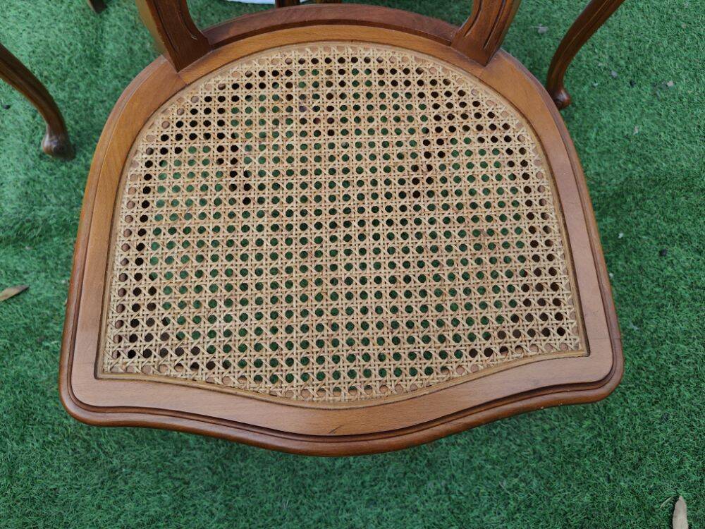 Magnificent Set of 3 Vintage Louis XV Chairs in Carved Solid Wood and Cane