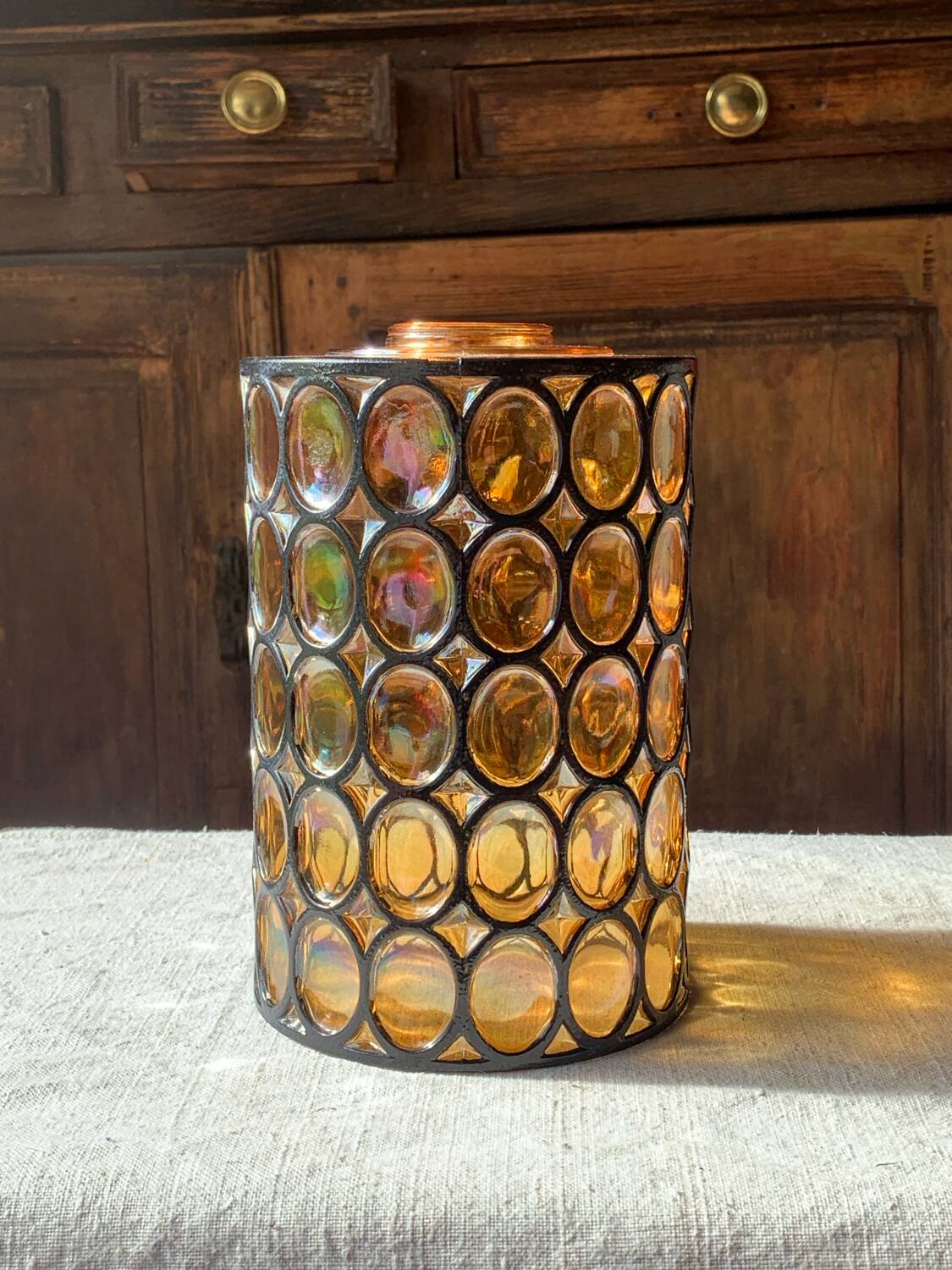 Limburg 1970s amber cloisonné glass ceiling light