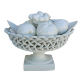 Coupe à fruits en trompe l'œil barbotine blanche