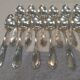 12 silver-plated metal teaspoons, goldsmith J Brille, rocaille ribbon decor