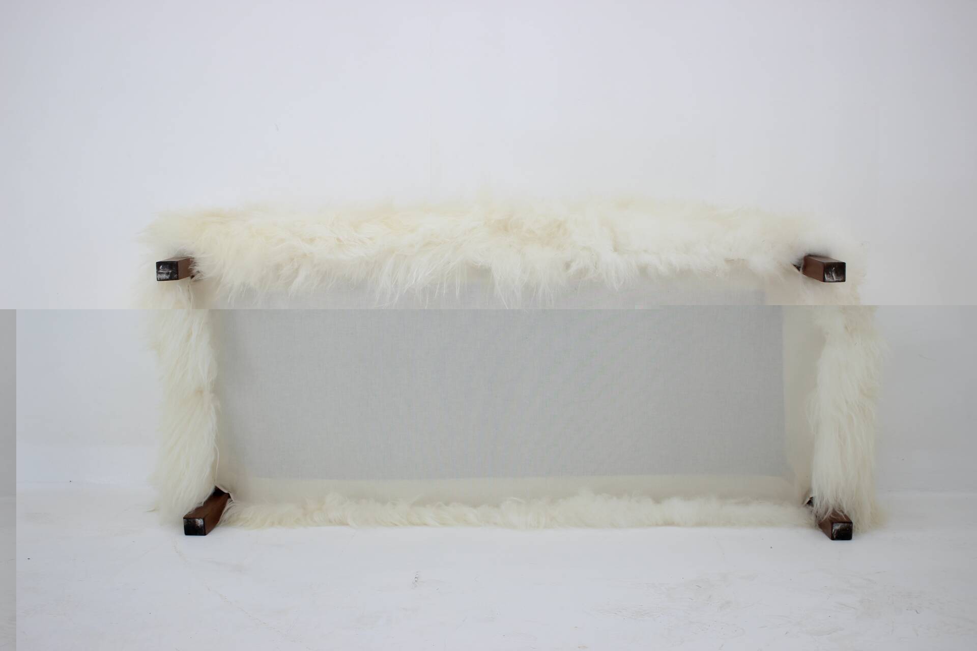 1930s Extraordinary Art Deco Ottoman in Sheepskin Upholstery, Czechoslovakia