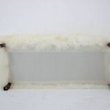 1930s Extraordinary Art Deco Ottoman in Sheepskin Upholstery, Czechoslovakia