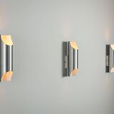 Set of three aluminium cylindrical wall lamps