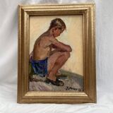 Oil painting on cardboard signed dimensions: height -42cm- width -33cm-
