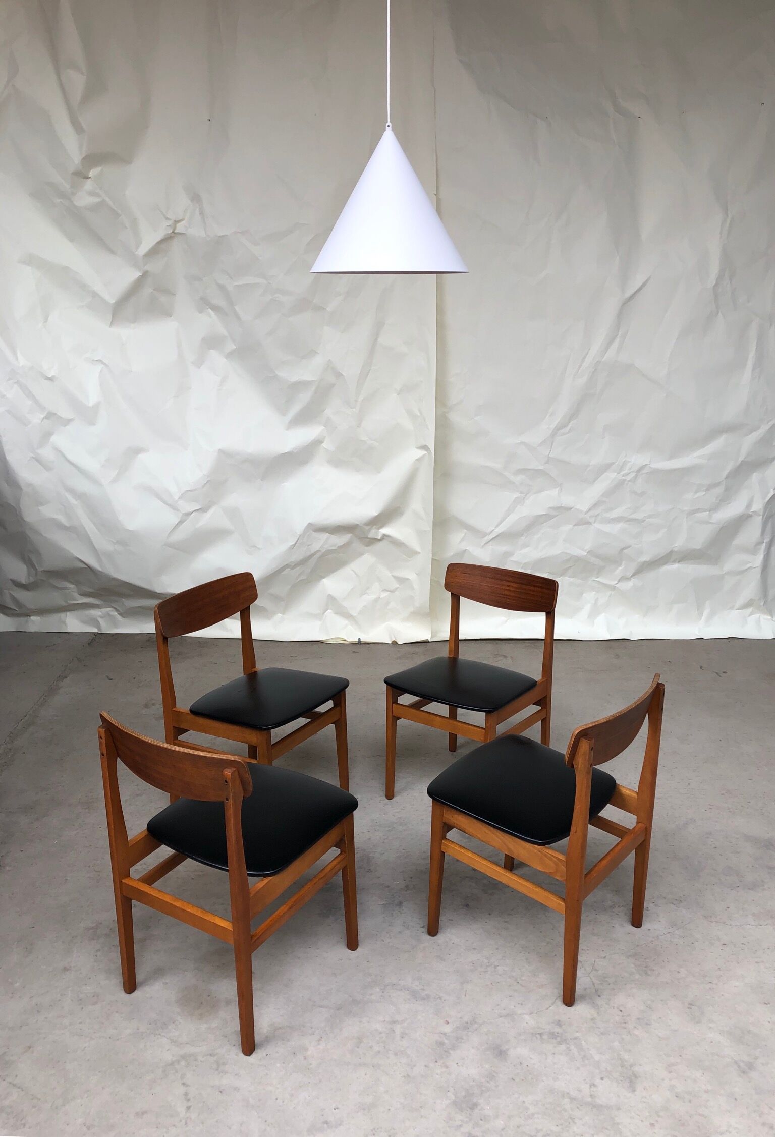Vintage set of 4 mid century teak dining chairs scandinavian 60s 70s retro danish
